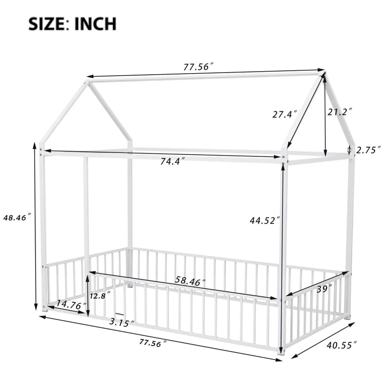 Metal Bed House Bed Frame With Fence by HouseOfZazla