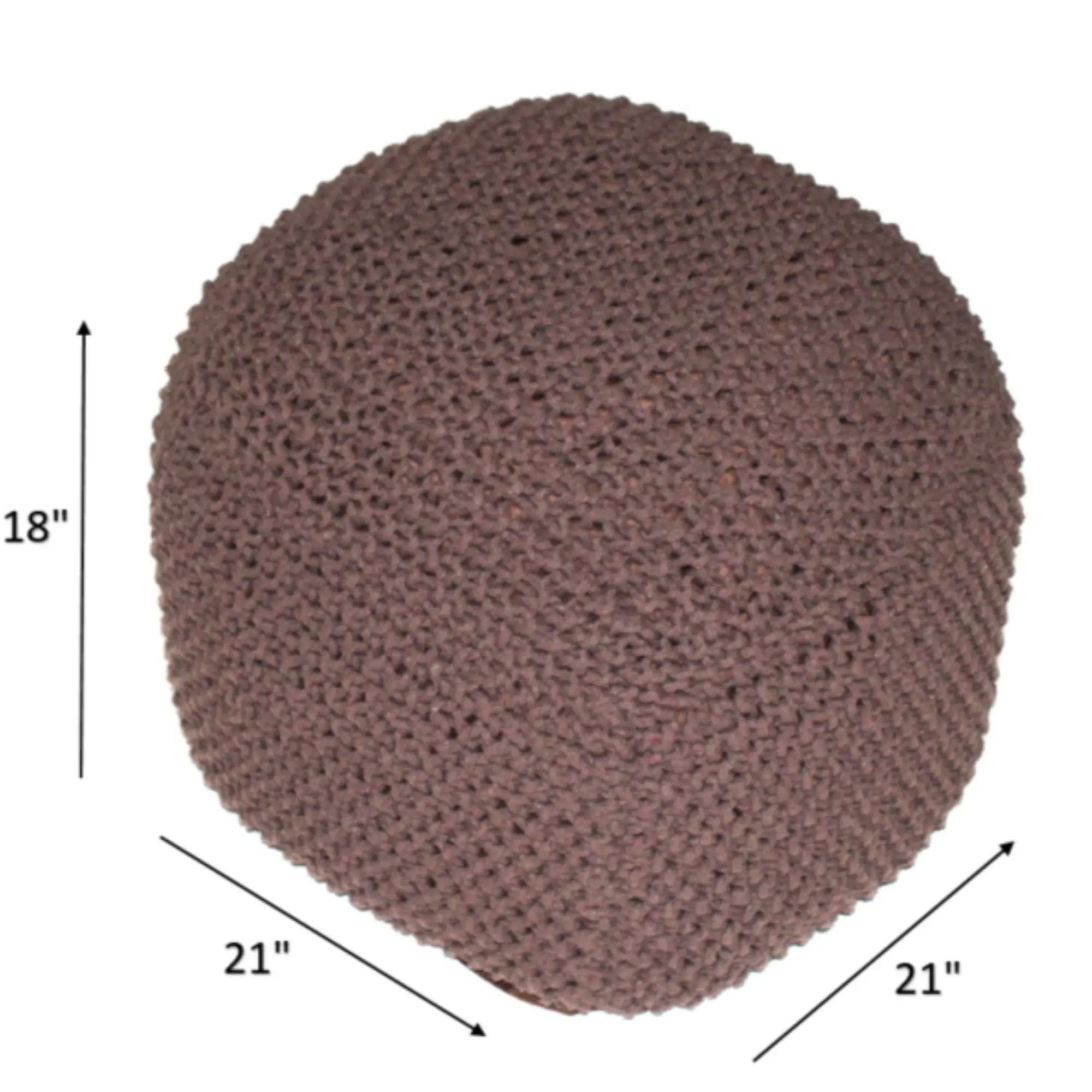 Semi Rounded Pouf, Cable Knitted, Perfect Seating by Unique Piece Furniture