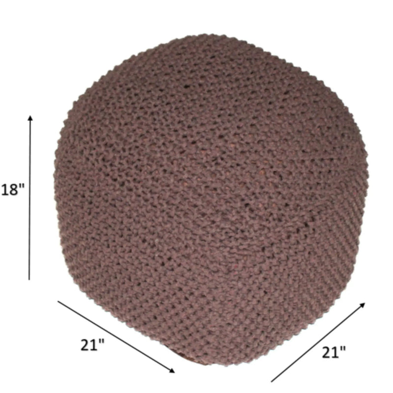 Semi Rounded Pouf, Cable Knitted, Perfect Seating by Unique Piece Furniture
