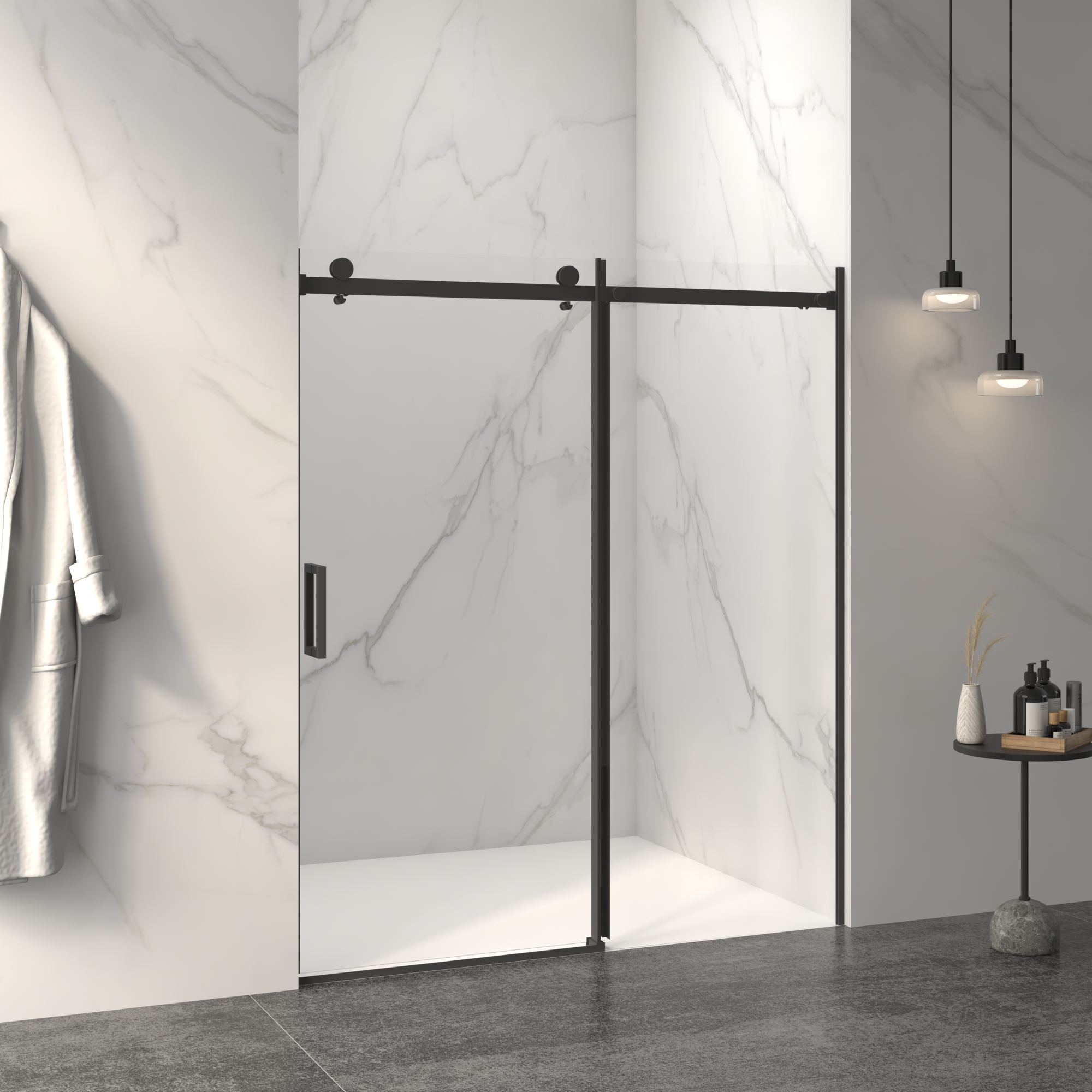 Frameless Sliding Shower Door - 5/16" Thick Tempered Glass by HouseOfZazla