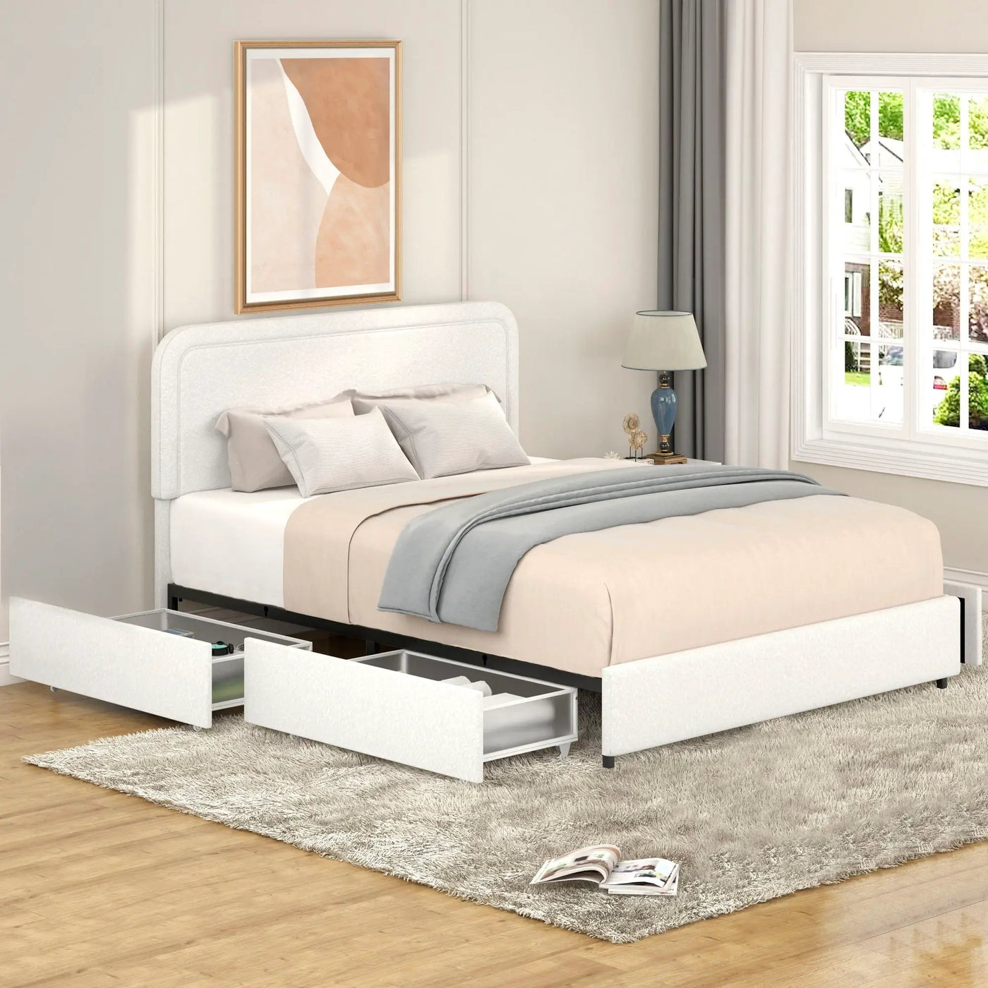 Liv - Patented With Drawers Upholstered Storage Platform Bed by HouseOfZazla