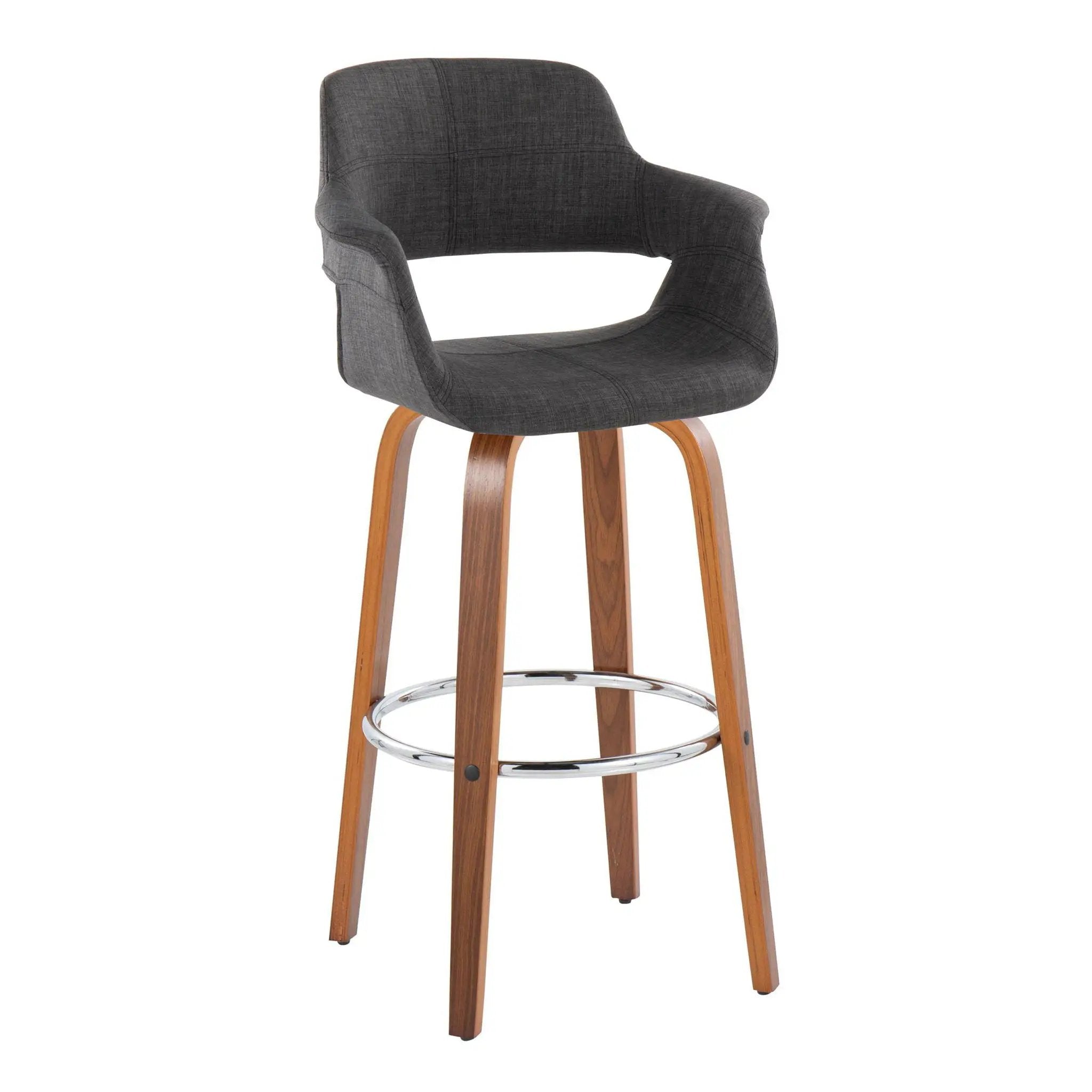 Vintage Flair - Mid Century Modern Fixed Height Barstool With Swivel & Round Footrest (Set of 2) by Unique Piece Furniture
