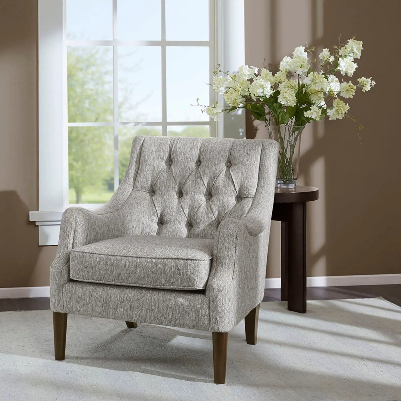 Button Tufted Accent Chair Vintage Style by Unique Piece Furniture