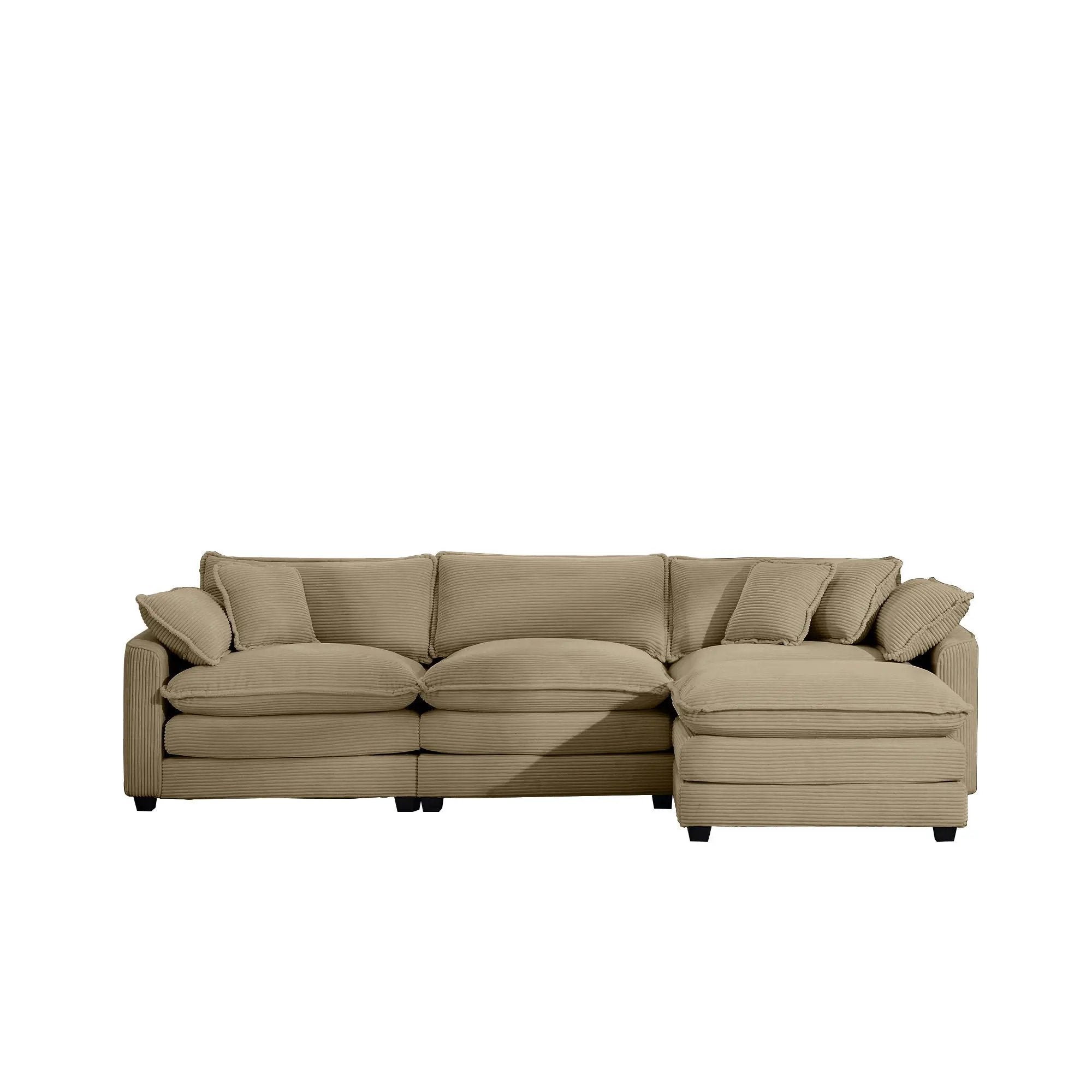 Modern Oversized Modular Cushion Sofa With Ottoman, Low Back, Deep Seating Sofa Set by Unique Piece Furniture