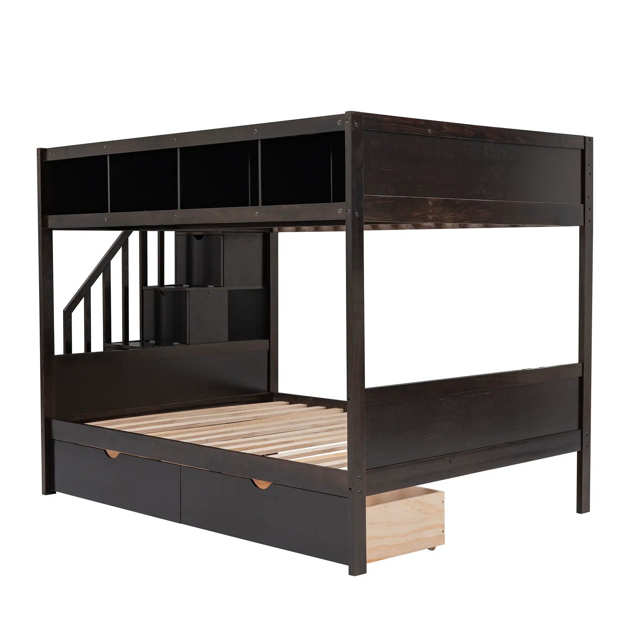 Bunk Bed With Shelfs, Storage Staircase And 2 Drawers by HouseOfZazla