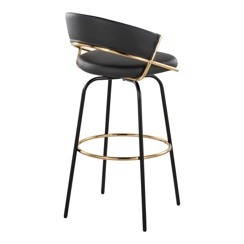Jie - Fixed Height Contemporary Barstool With Swivel Round Footrest (Set of 2) by HouseOfZazla