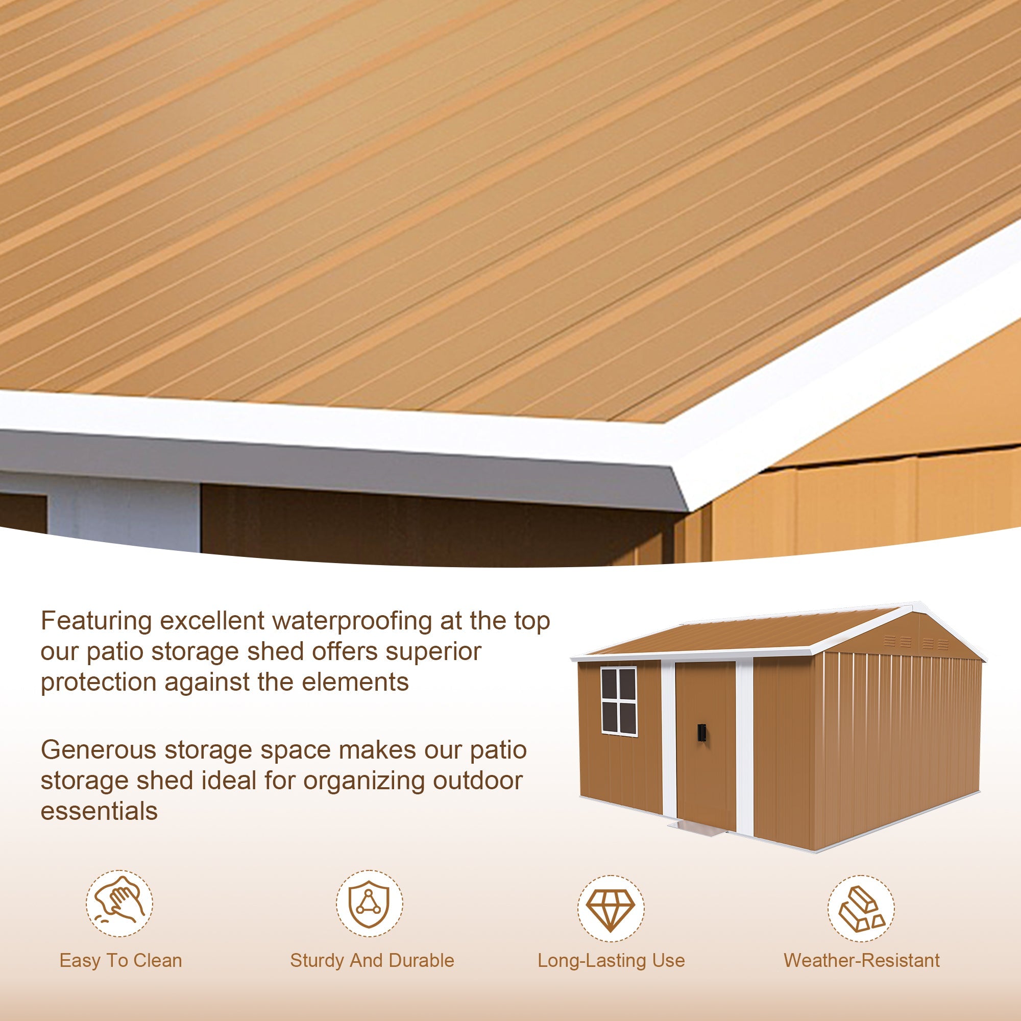 12x10 FT Heavy-Duty Metal Storage Shed with Lockable Door & Ventilation by HouseOfZazla