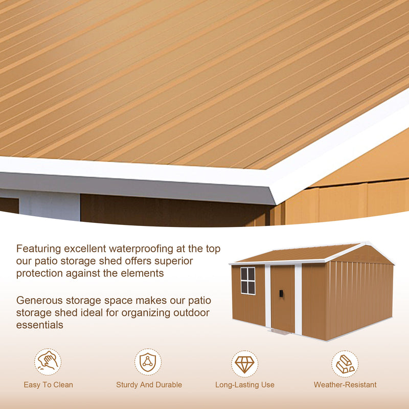 12x10 FT Heavy-Duty Metal Storage Shed with Lockable Door & Ventilation by HouseOfZazla
