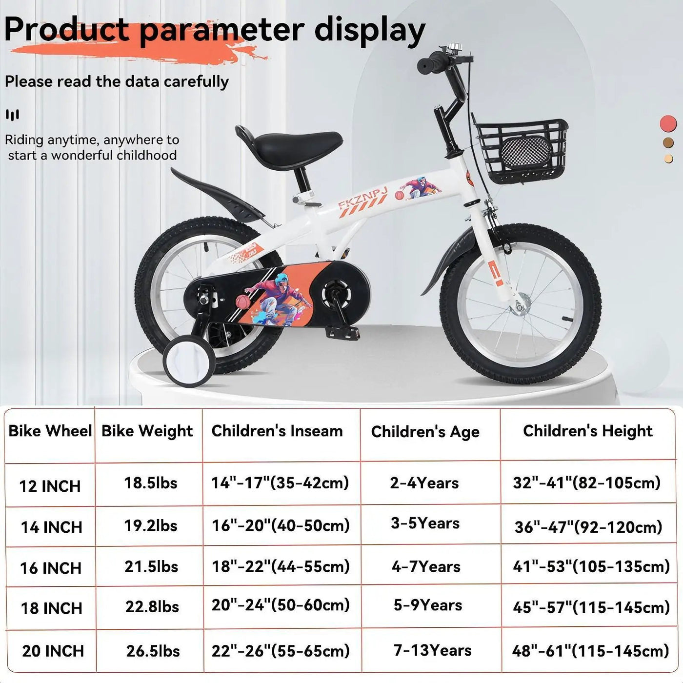 Fkznpj - 18" Sporty Kids Bike With Training Wheels And Stand Adjustable Saddle Suitable For Boys And Girls Aged 5 - 10 Years Tall Height 39 - 49" Available In A Variety Of Colors by HouseOfZazla