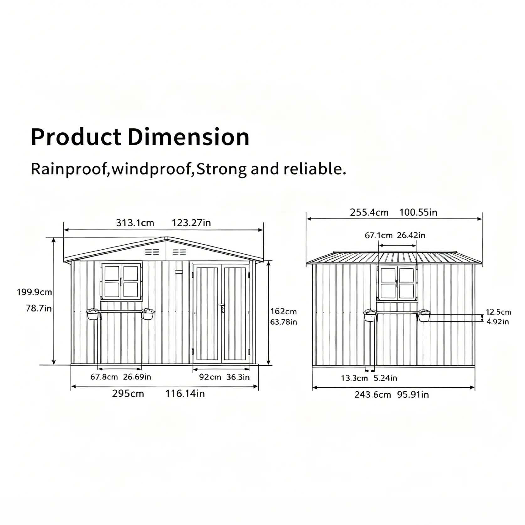 10x8 Ft Outdoor Metal Storage Shed with Window & Flower Rack by HouseOfZazla