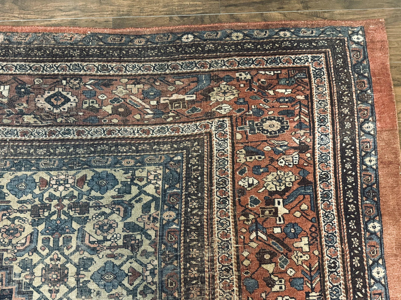 Antique Persian Bidjar Rug 8x15 – Navy Blue, Herati Pattern, Early 20th Century by Jewel Rugs
