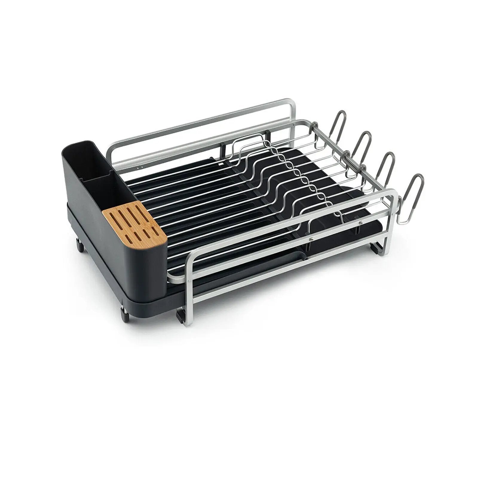 Aluminum Expandable Dish Drying Rack with Drainboard and Rotatable Drainage Spout by DirectDeals