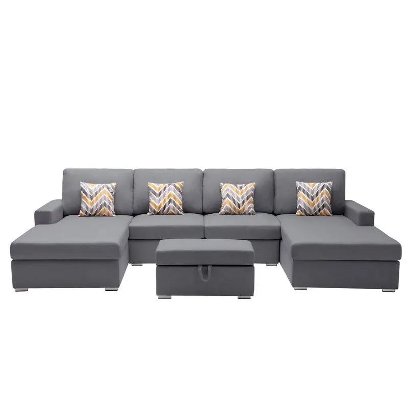 Nolan - Fabric 5 Piece Sectional Sofa With Interchangeable Legs by HouseOfZazla