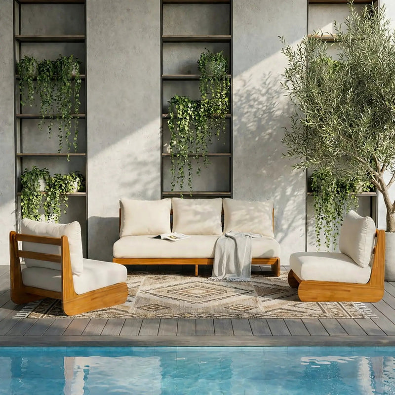 Outdoor Acacia Lazy 5 Seater Chat Set by HouseOfZazla