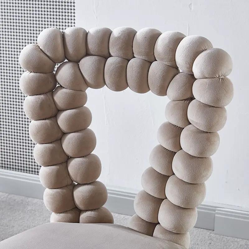 Modern Chair With Iron Tube Legs, Soft Cushions And Comfortable Backrest, Suitable For Dining Room, Living Room, Cafe, Hairball Back by Unique Piece Furniture