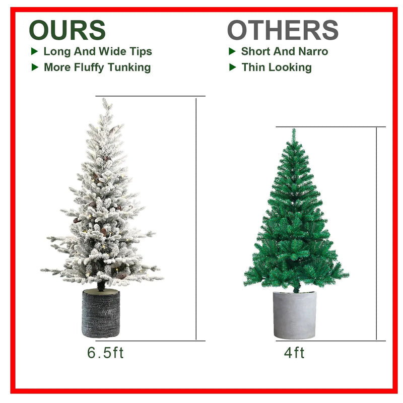 3FT Flocked Christmas Tree with Pot Base by HouseOfZazla