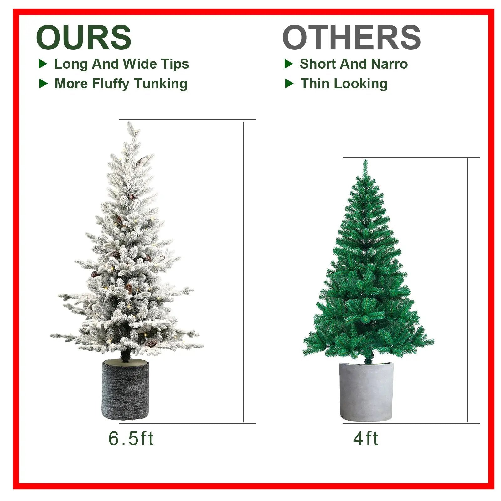6.5FT Flocked Christmas Tree with Pot Base by HouseOfZazla