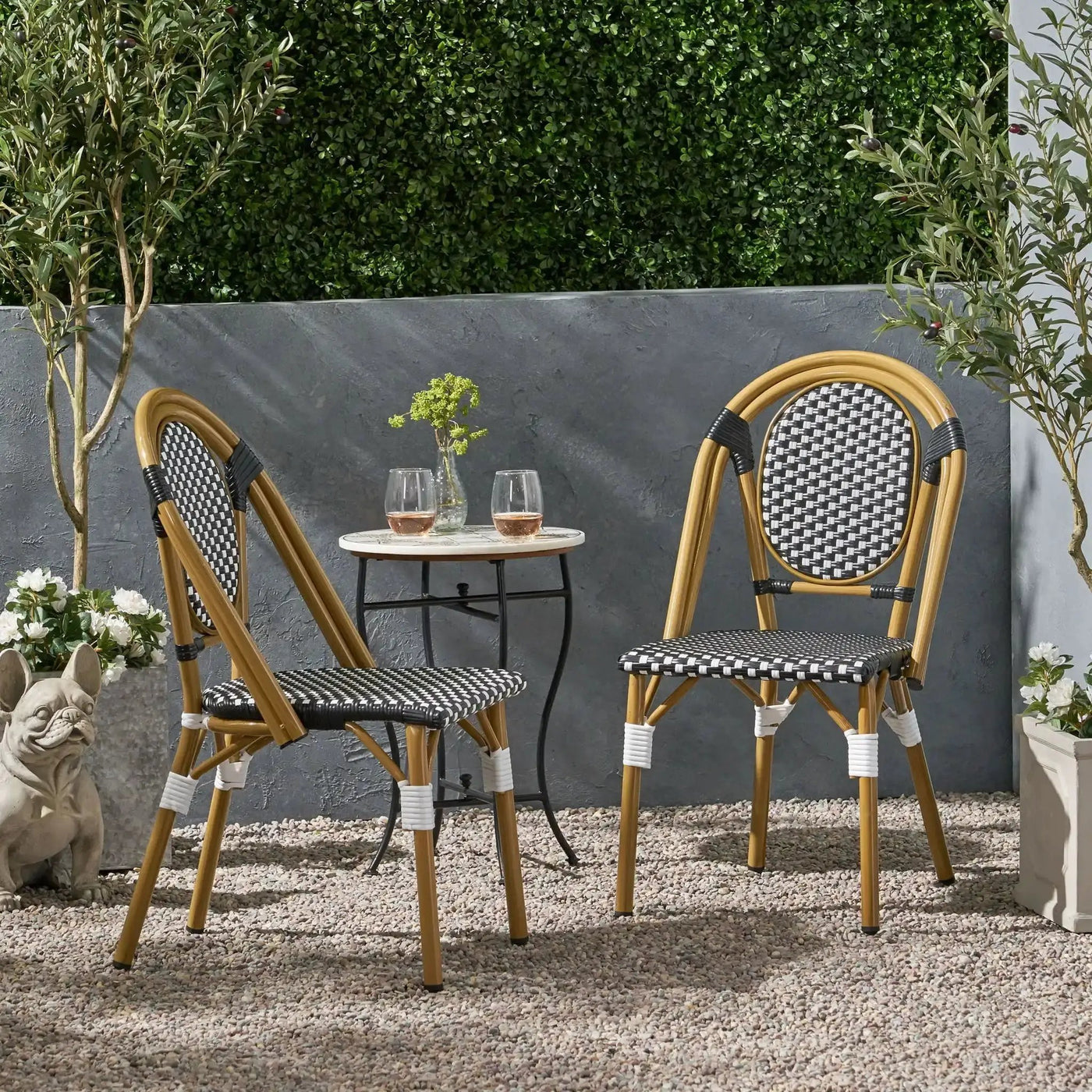 Outdoor Rattan and Aluminum French Bistro Chair Set by HouseOfZazla