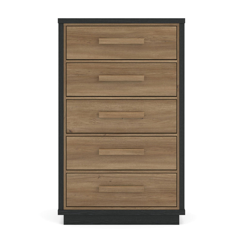 Kozmour - Five Drawer Chest - Black / Brown, photo 3 of 7