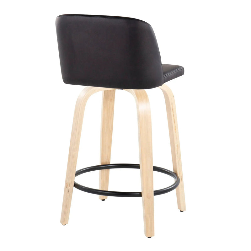 Toriano - Contemporary, Fixed Height Counter Stool With Swivel And Round Footrest (Set of 2) by HouseOfZazla