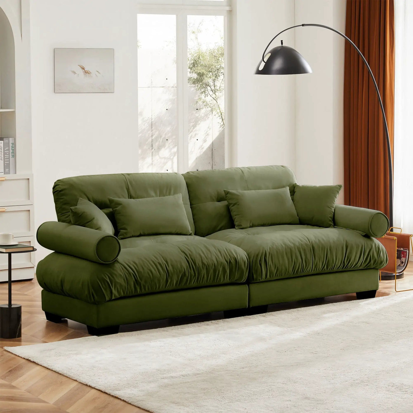 Modern Sofa With Bolstered Armrests And Pillows by HouseOfZazla