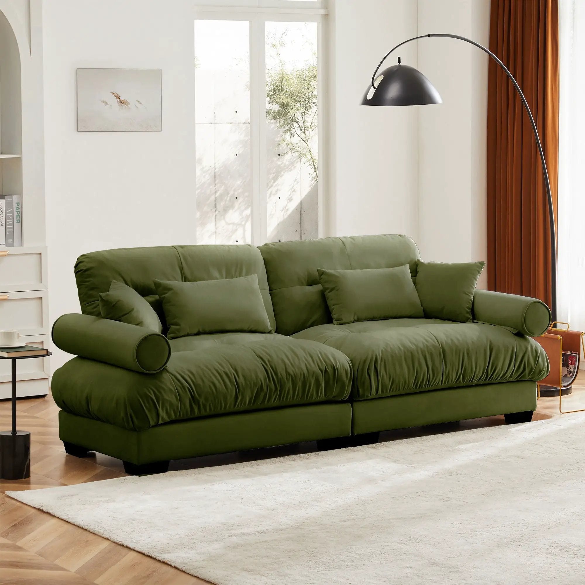 Modern Sofa With Bolstered Armrests And Pillows by HouseOfZazla