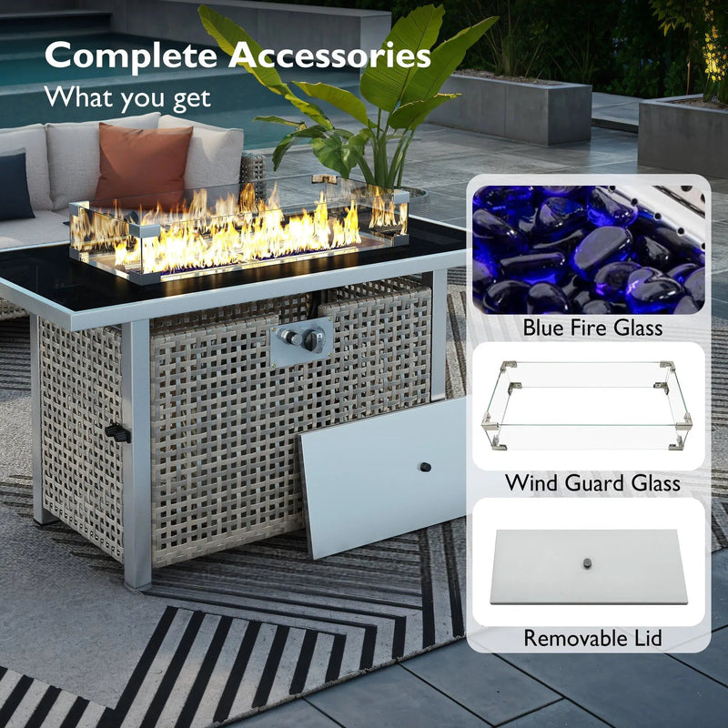 K&K Patio 8-Piece Patio Furniture Set with 43" Fire Pit Table by HouseOfZazla