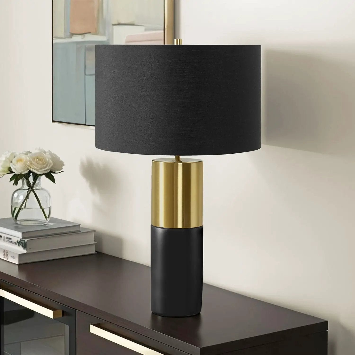 Lighting, Table Lamp, Concrete, Contemporary - Black / Gold by Unique Piece Furniture