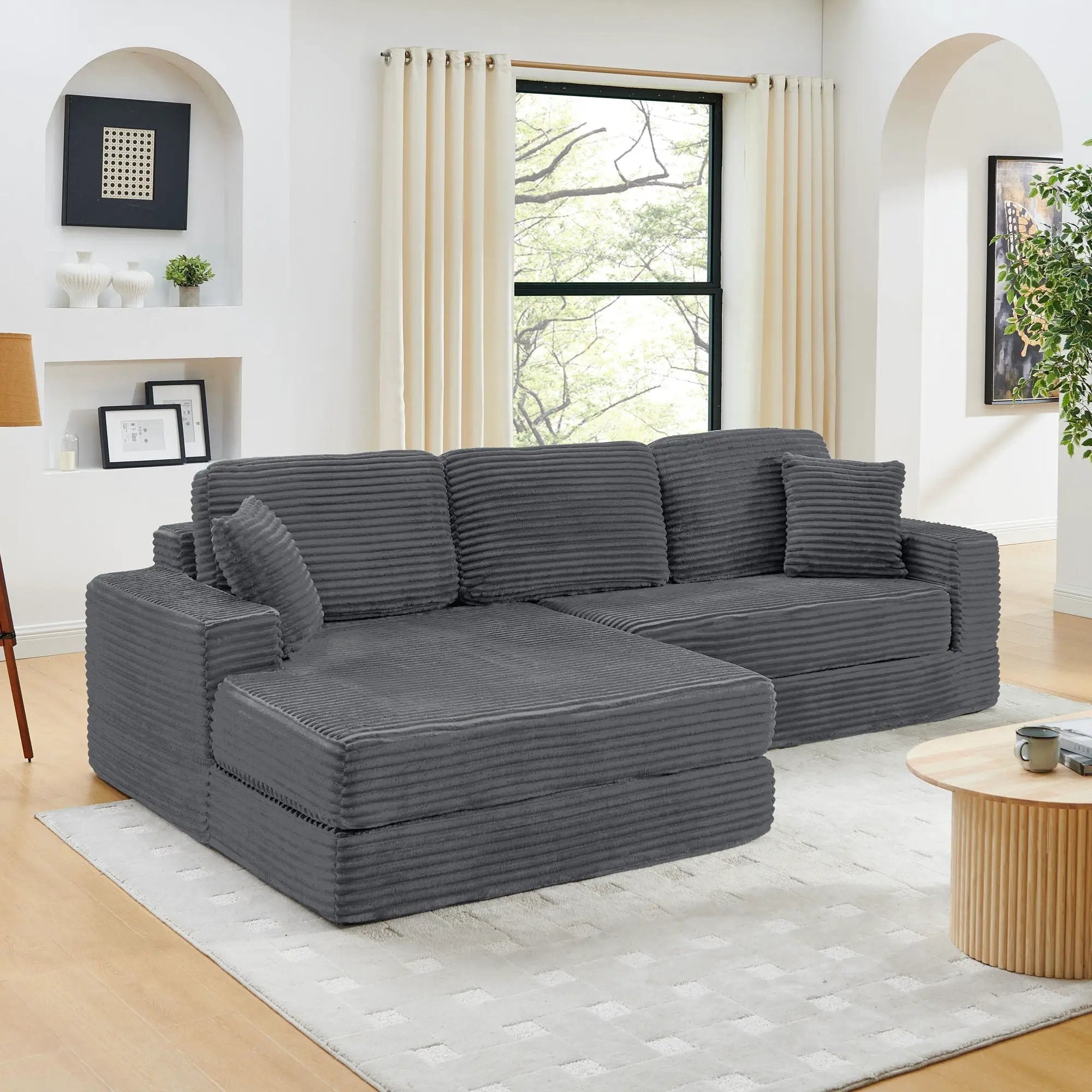 Modern Minimalist L Shape Modular Sectional Sofa, Couch by HouseOfZazla