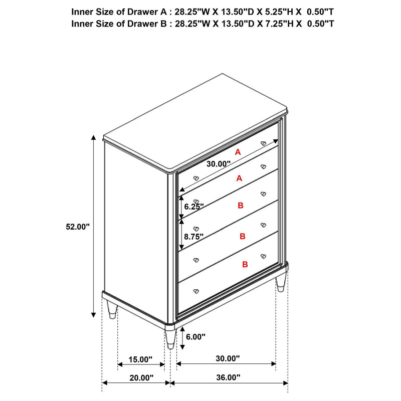 Niguel - 5 Drawer Chest Storage Furniture - Brown by HouseOfZazla
