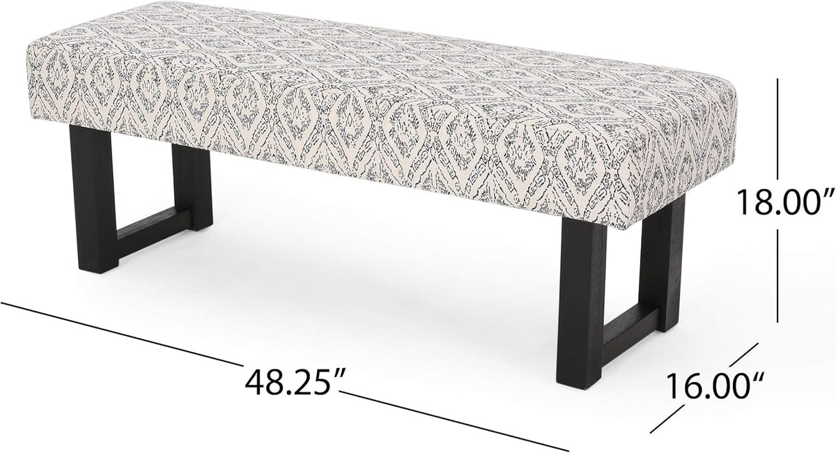 Ashford Boho Fabric Bench with Rubberwood Frame - Natural/Boho, photo 4 of 8