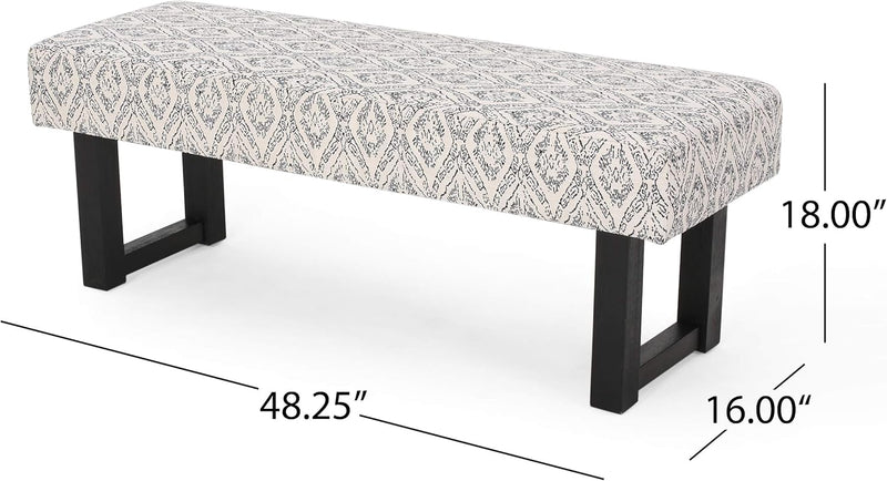 Ashford Boho Fabric Bench with Rubberwood Frame - Natural/Boho, photo 4 of 8