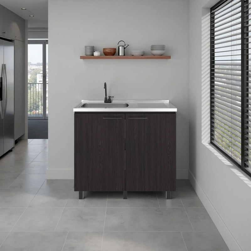 Alatna Freestanding Utility Base Cabinet with Stainless Steel Countertop and Faucet by HouseOfZazla