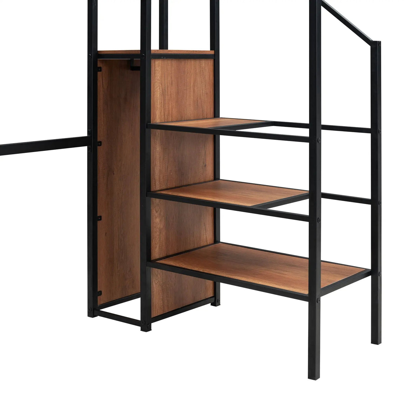 Loft Bed With Desk And Grid, Stylish Frame With Lateral Storage Ladder And Wardrobe by HouseOfZazla