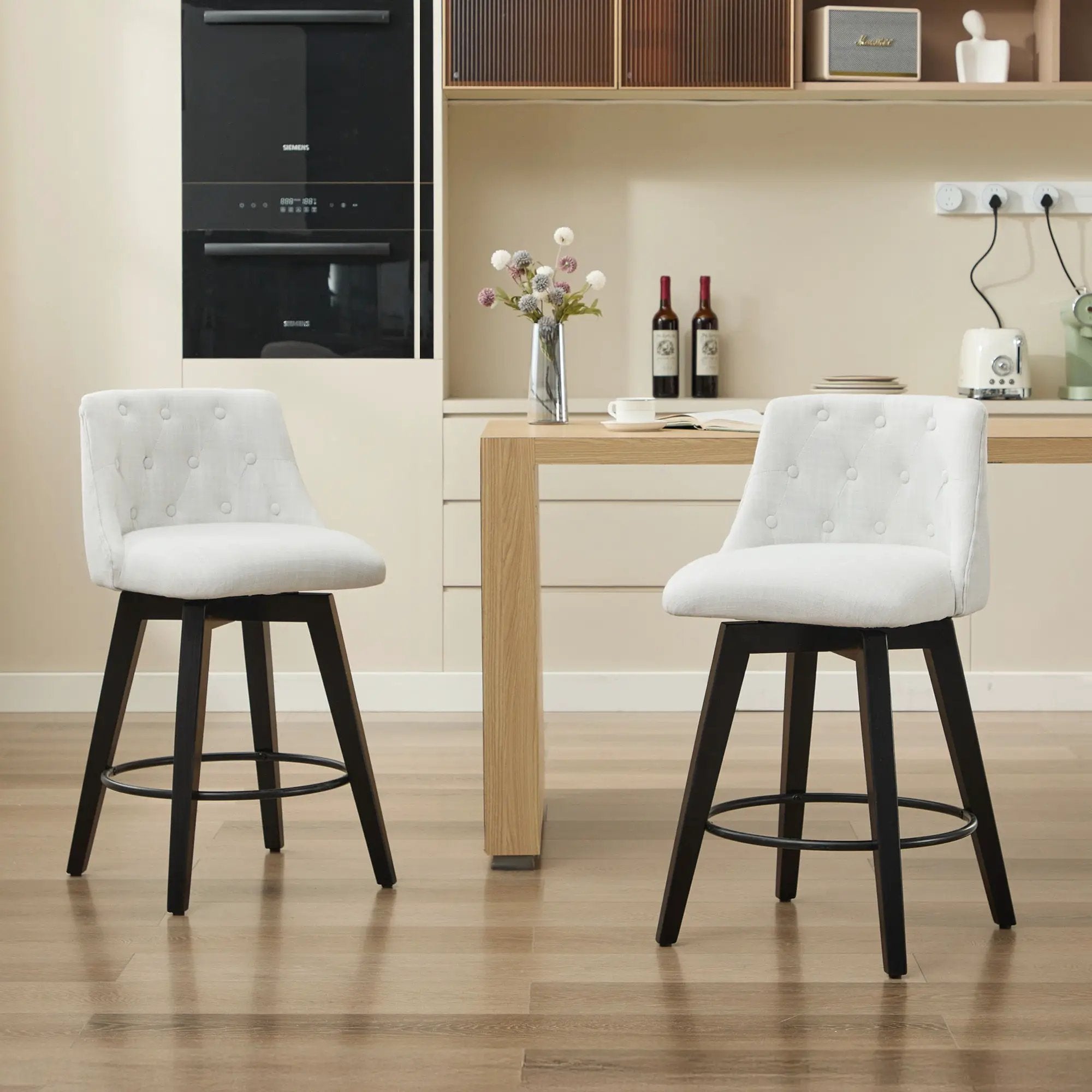 Swivel Bar Stools & Button Tufted Back (Set of 2) by Unique Piece Furniture