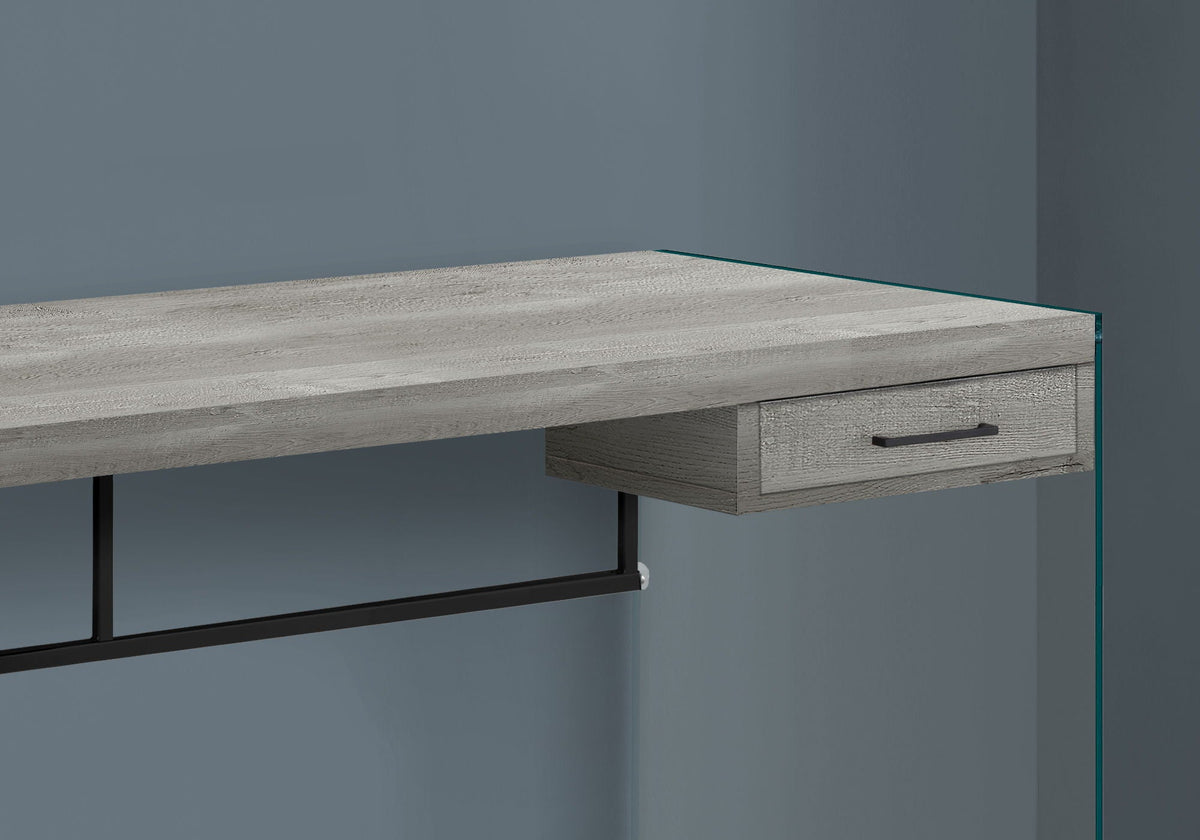 Contemporary Computer Desk with Storage Drawers - Glass & Wood - Dark Gray, Dark Brown, White, photo 6 of 12