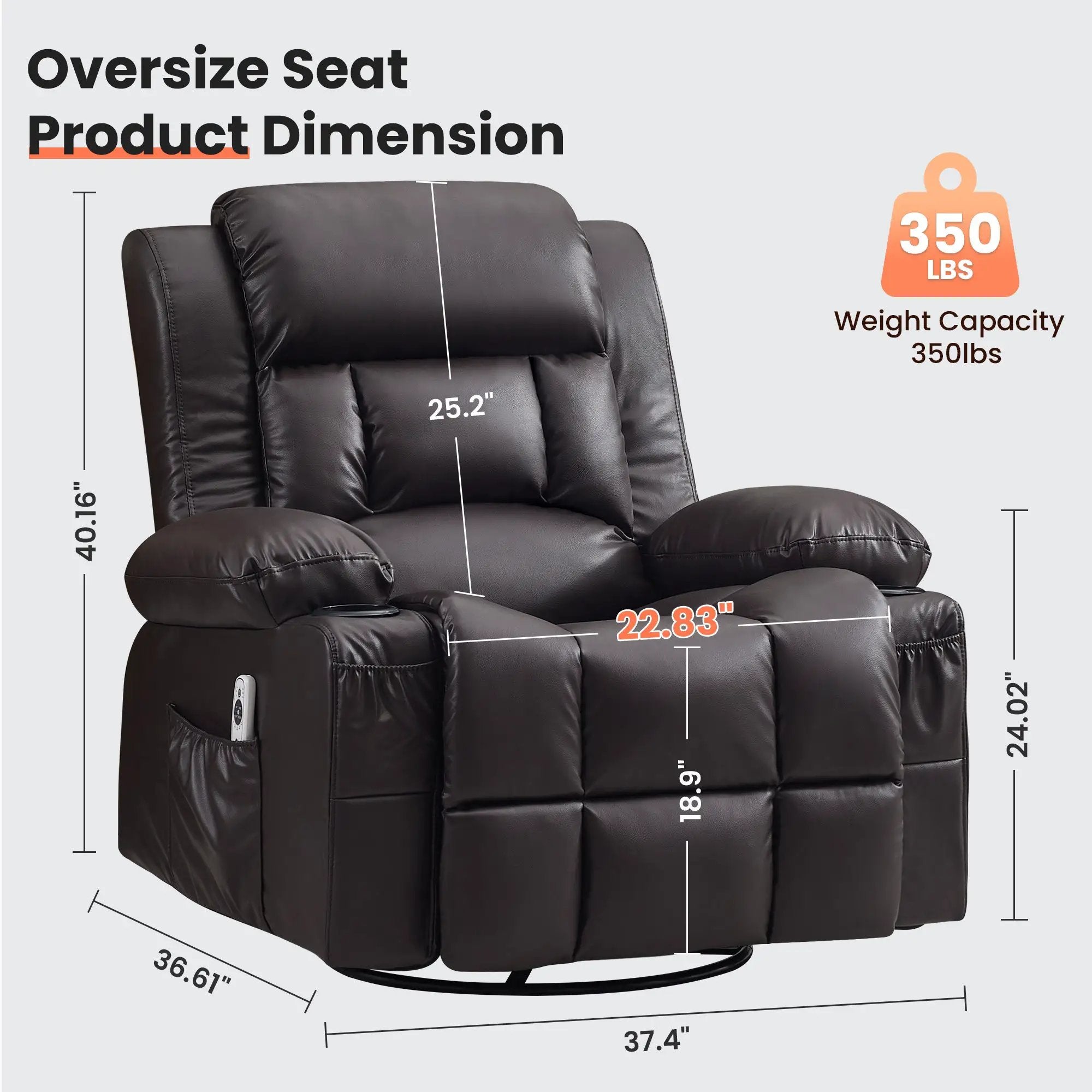 360° Swivel Rocker Recliner for Adults by HouseOfZazla