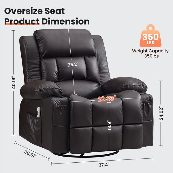 360° Swivel Rocker Recliner for Adults, photo 2 of 8