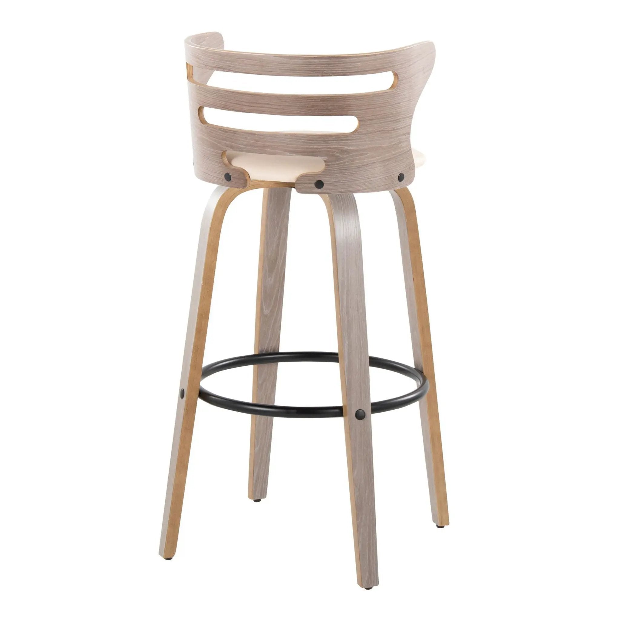 Cosini - Mid Century Modern Fixed Height, Barstool & Swivel And Round Footrest (Set of 2) by HouseOfZazla