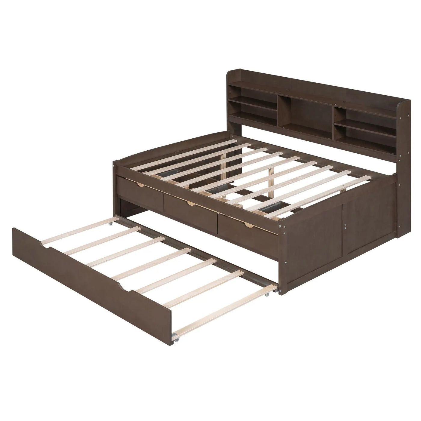 Captain Bed With Built In Bookshelves, 3 Storage Drawers, And Trundle by HouseOfZazla
