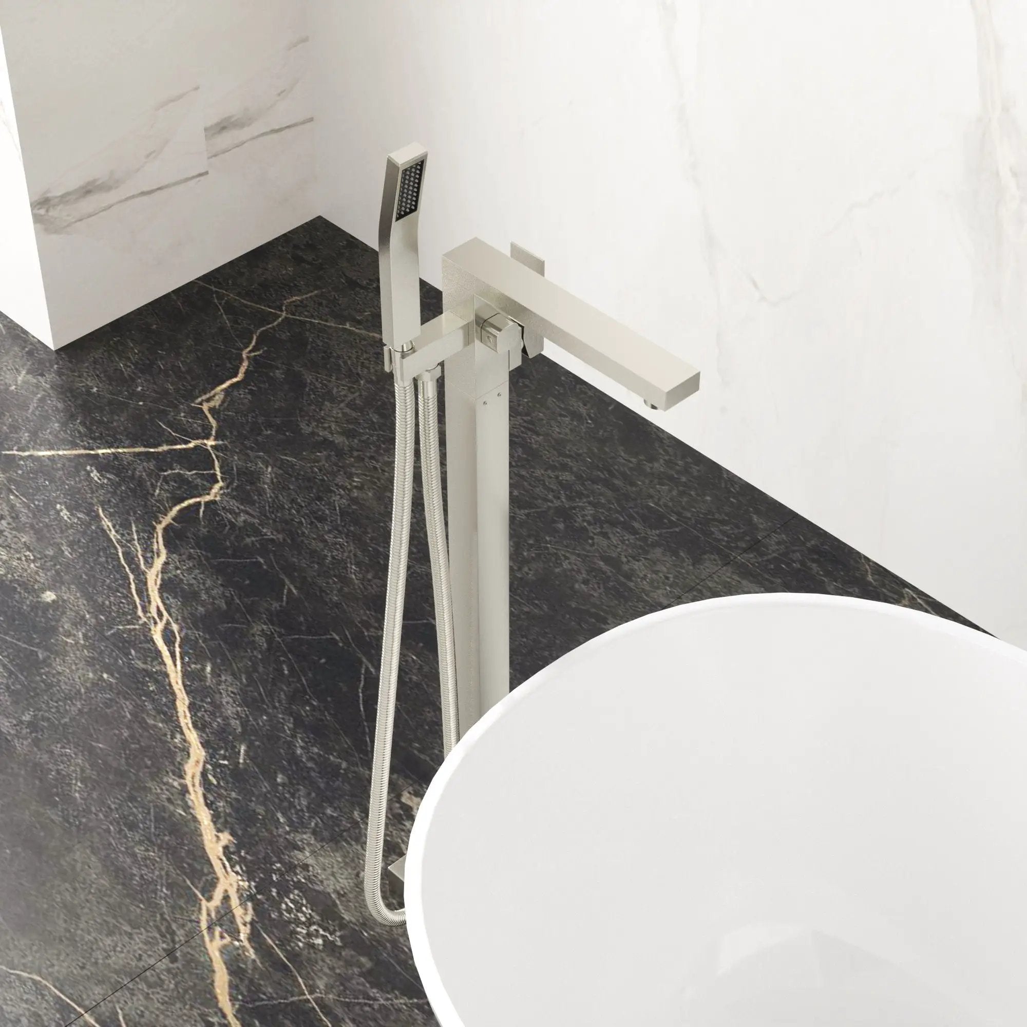 Freestanding Bathtub Faucet With Waterfall Tub Filler And Hand Shower by HouseOfZazla