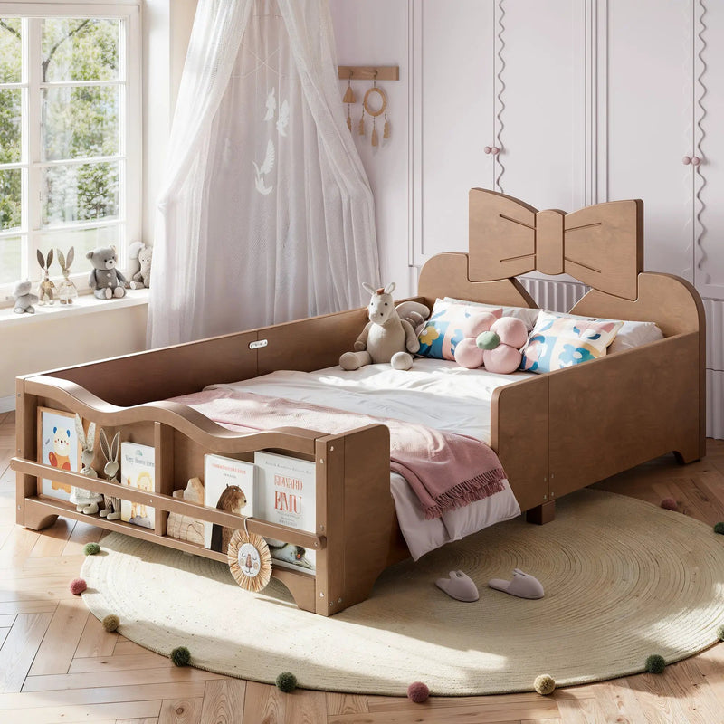 Twin Size Kids Platform Bed with Full Surround Guardrails by HouseOfZazla