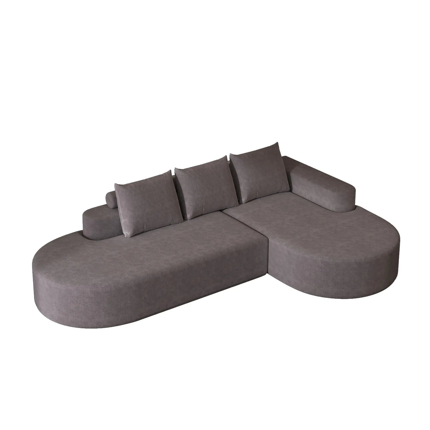 Modern Curved Sofa, L-Shaped Modular Sectional Set With 3 Pillows by HouseOfZazla