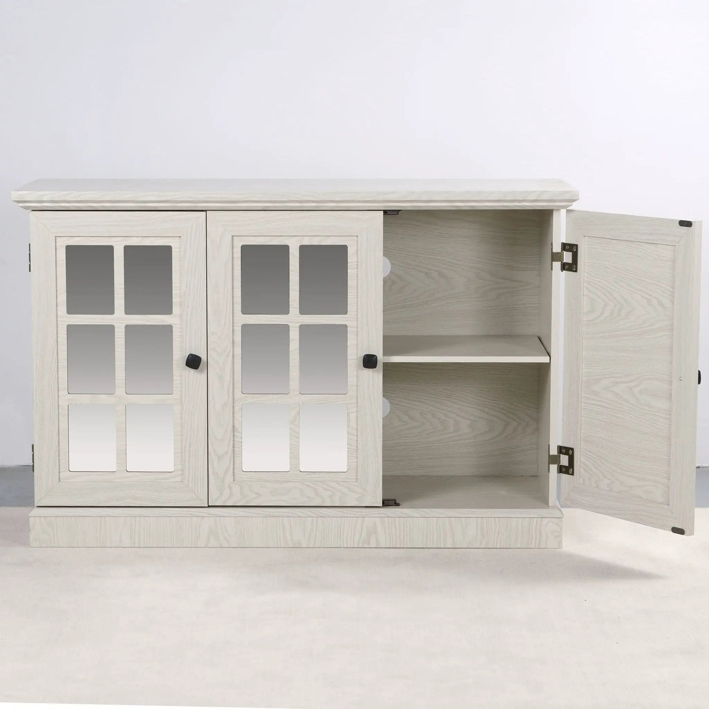 Storage Cabinet With 3 Mirrored Acrylic Doors, Adjustable Shelves by HouseOfZazla