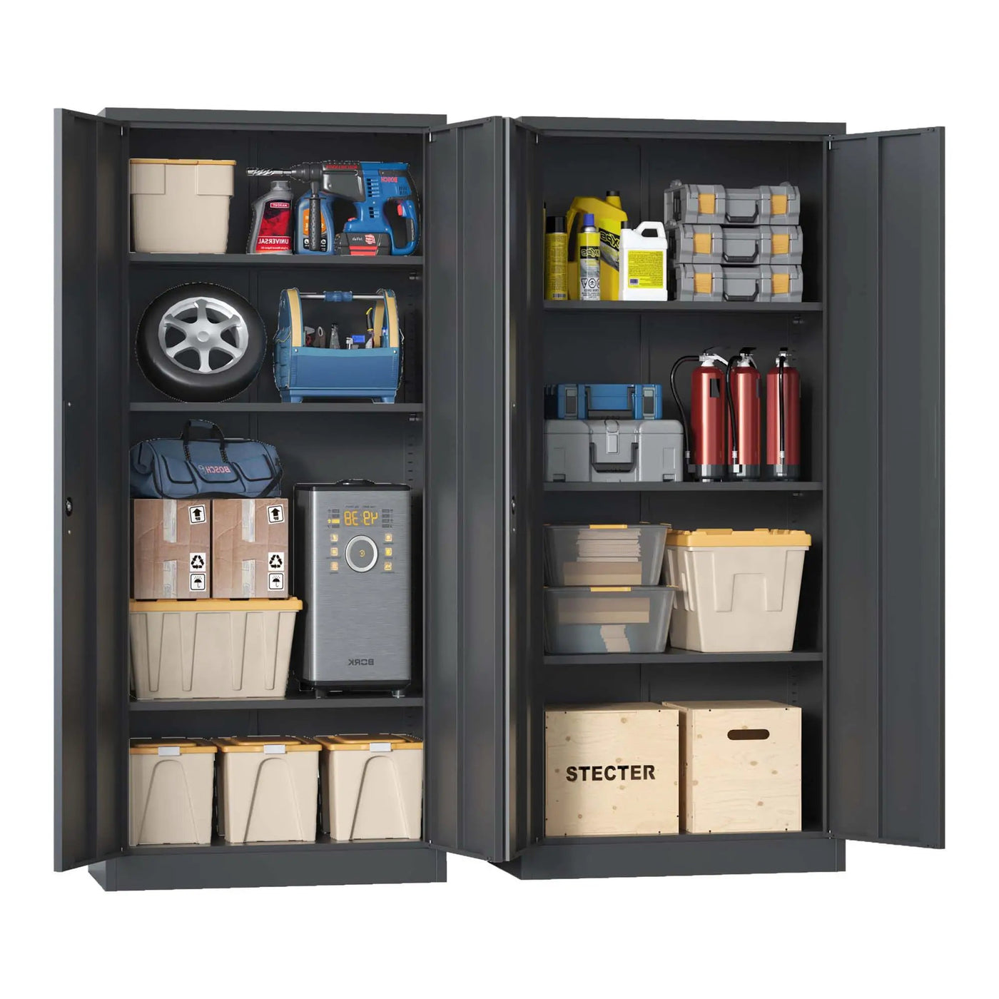 Heavy Metal Garage Storage Cabinet With Locking Doors, Steel, Adjustable Shelves by HouseOfZazla