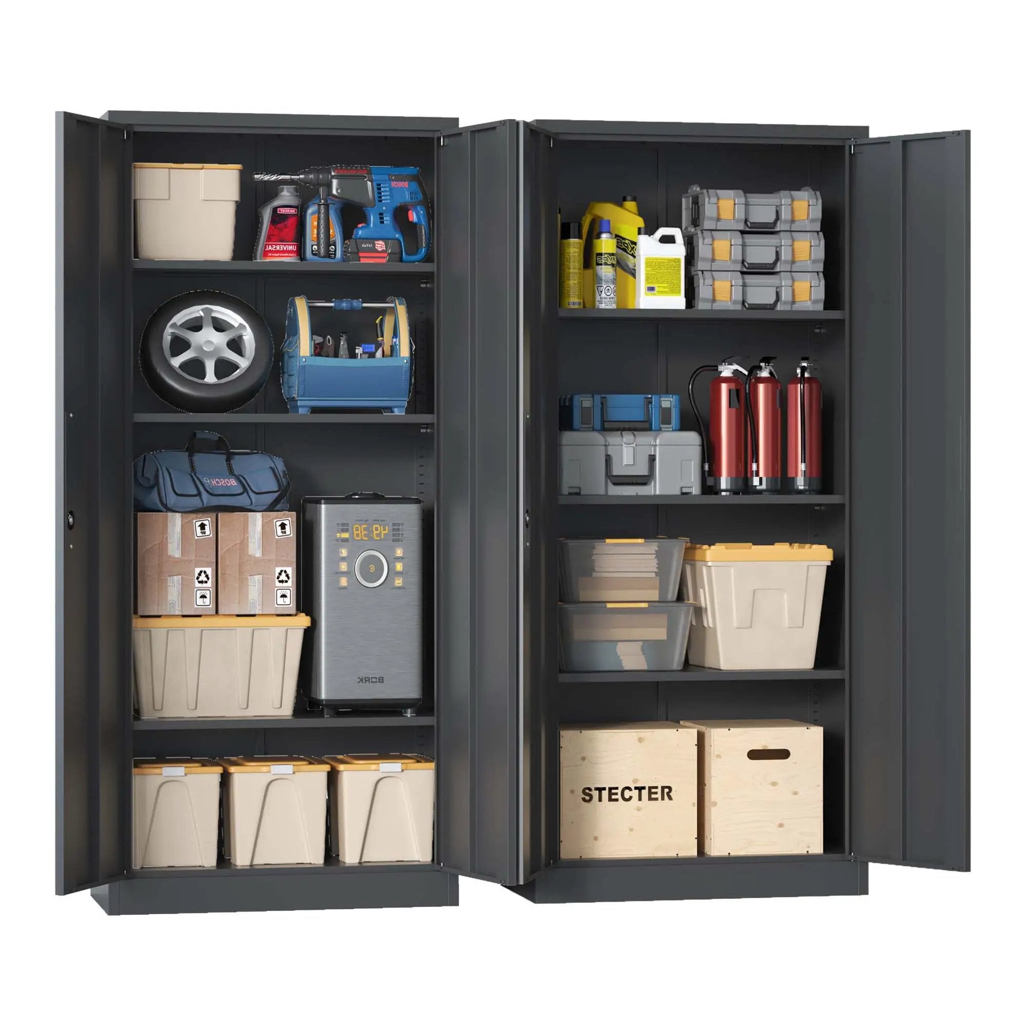 Heavy Metal Garage Storage Cabinet With Locking Doors, Steel, Adjustable Shelves by HouseOfZazla