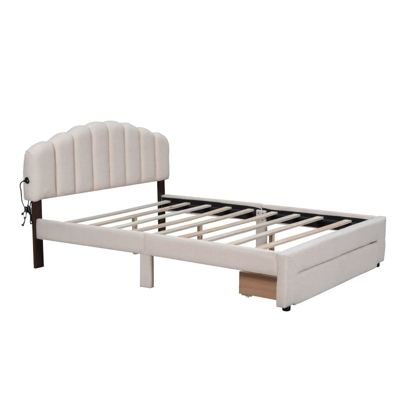 Upholstered Platform Bed With Drawer by HouseOfZazla