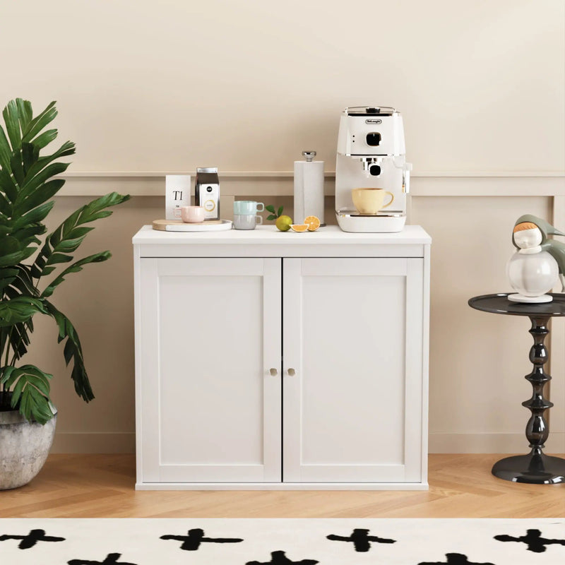 Kitchen Storage Cabinet With Double Doors, Adjustable Shelves, Sideboard Buffet For Dining Room - White by Unique Piece Furniture