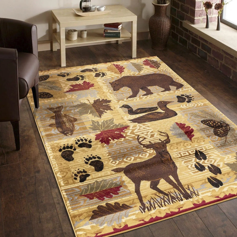 Nature's Nest - 5'3" X 7'3" Polypropylene, Lodge Area Rug - Multi / Beige by Unique Piece Furniture