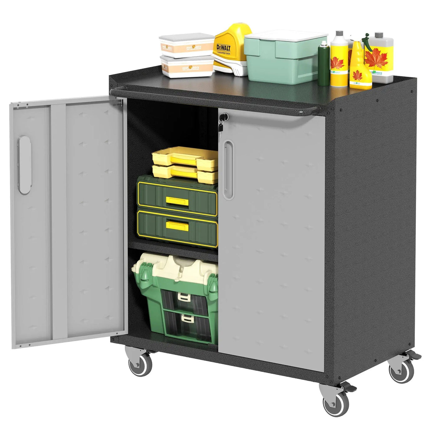 Heavy Duty Metal Garage Storage Cabinet With Wheels Sturdy Tool Organizer by HouseOfZazla